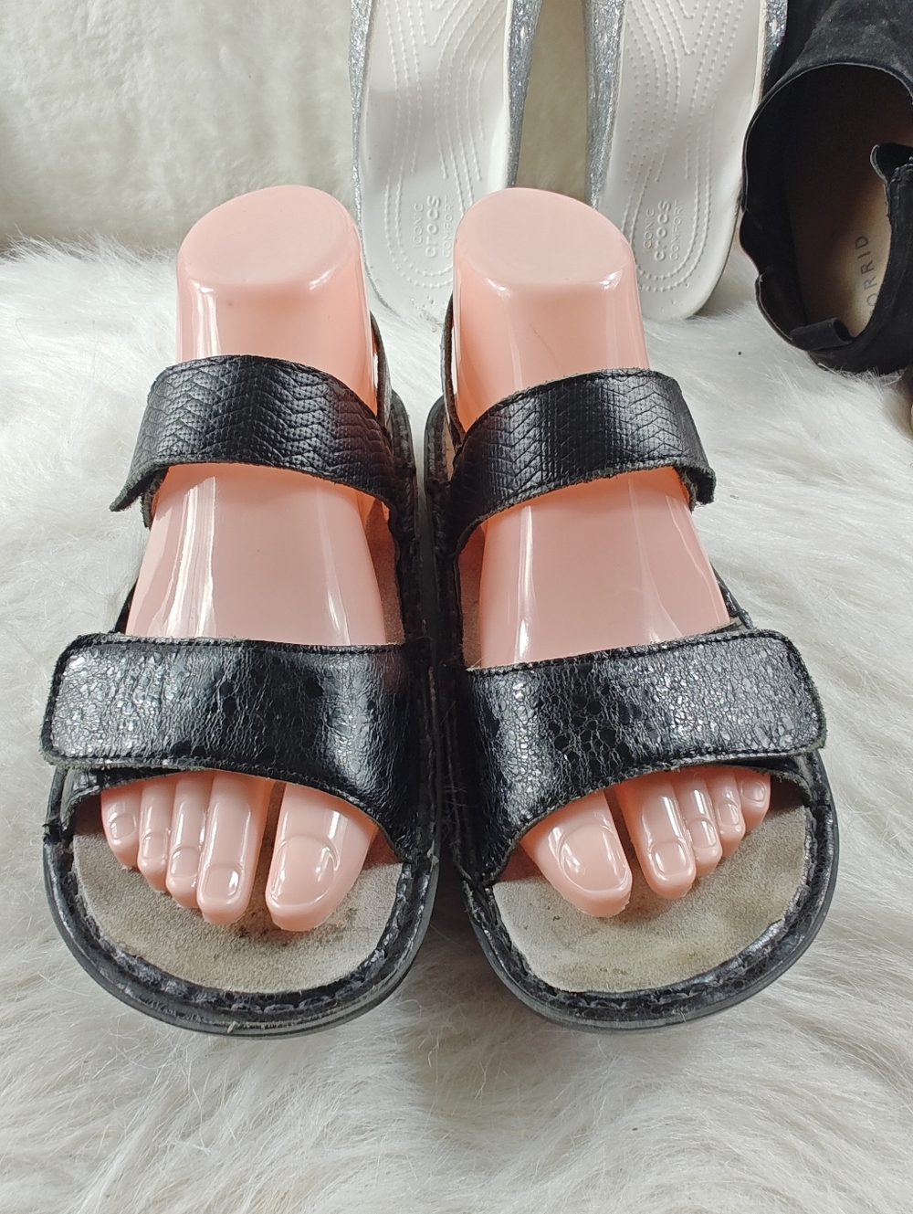 Allegra by PG Lite Women’s Black & Silver Slingback Sandals 37 US 7